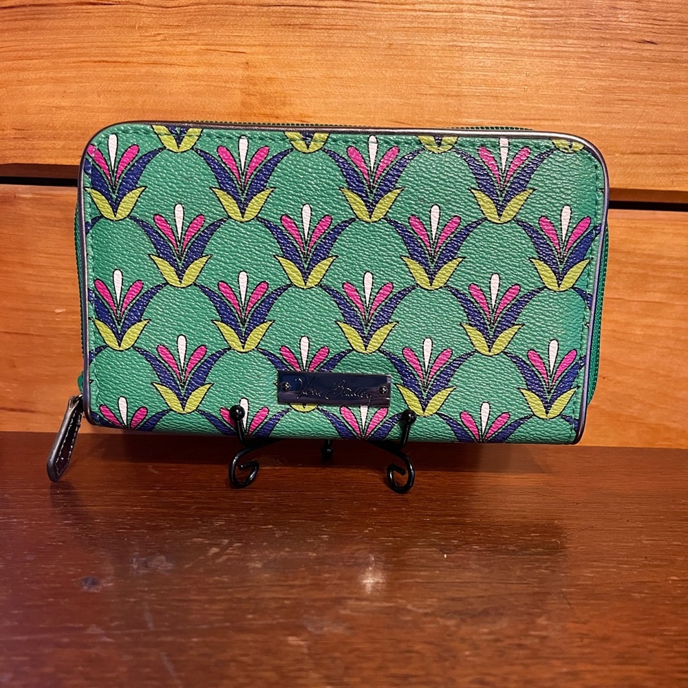 Vera Bradley Green and Pink Patterned Wallet